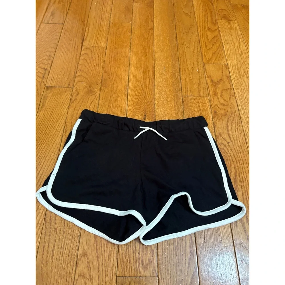 Old Navy Kids XL 14-16 Black White Contrast Trim Dolphin Shorts Activewear